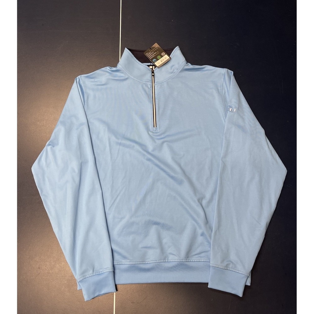 Footjoy Performance Half Zip Pullover Gathered Bottom Sky Blue L NWT